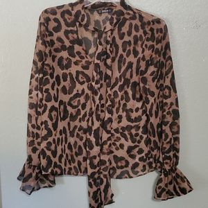 Animal Print Sheer Blouse